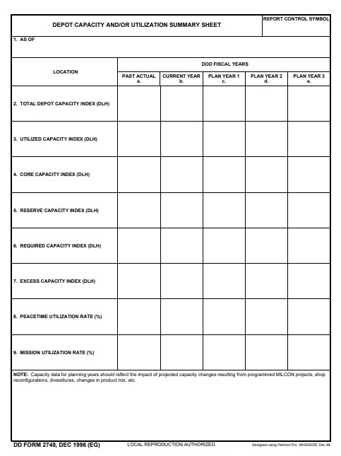 dd Form 2748 fillable