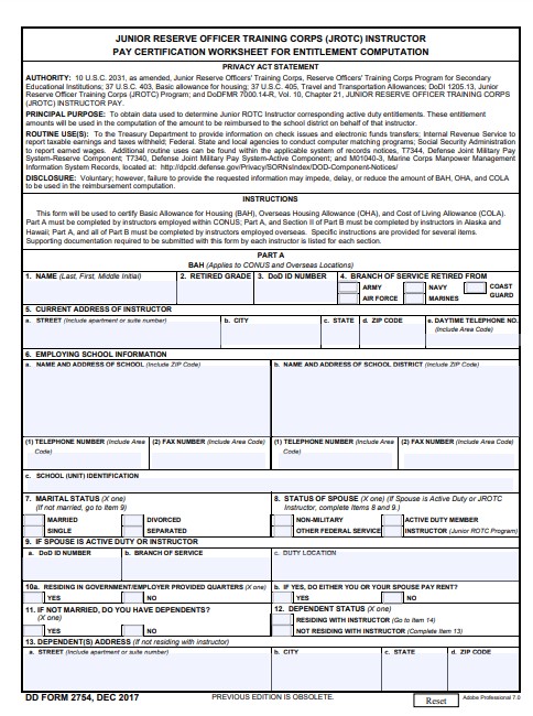 dd Form 2754 fillable