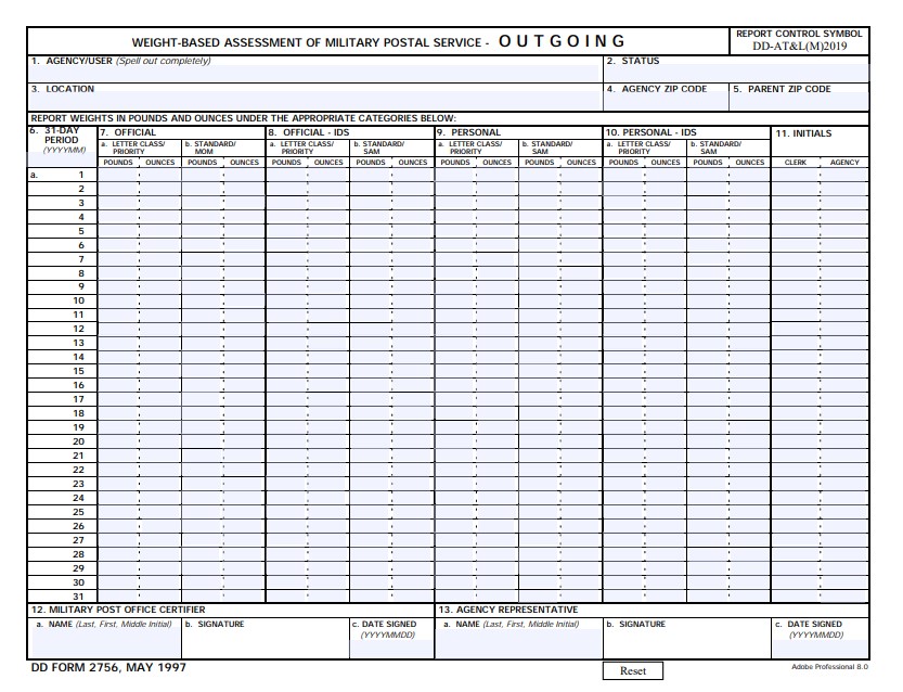 dd Form 2756 fillable