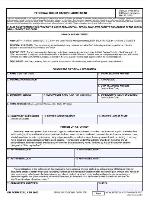 dd Form 2761 fillable