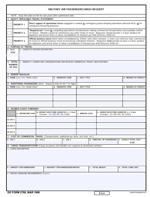 dd Form 2768 fillable