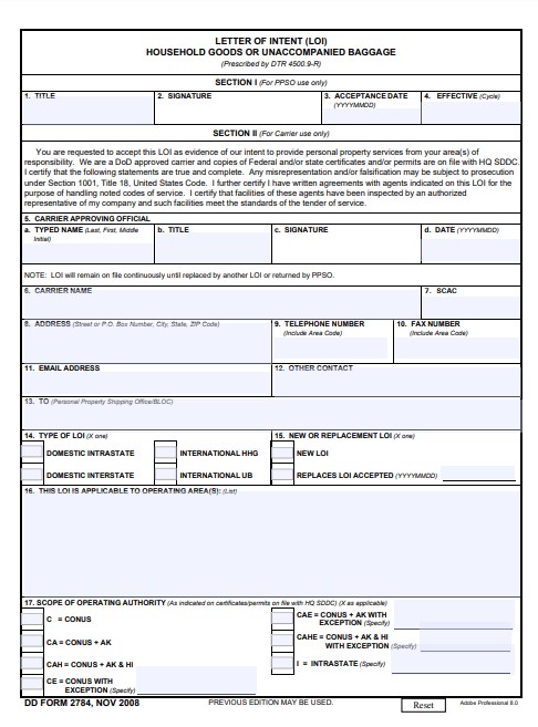 dd Form 2784 fillable