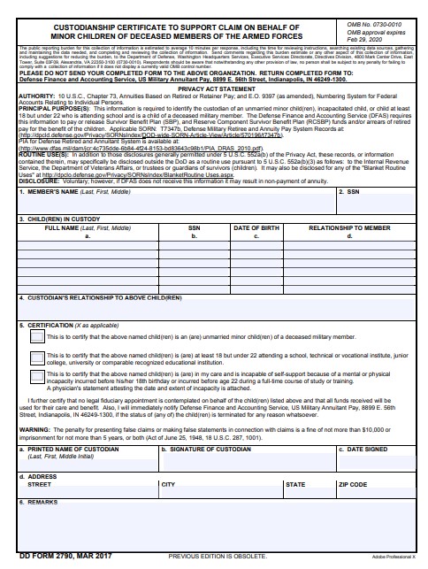 dd Form 2790 fillable