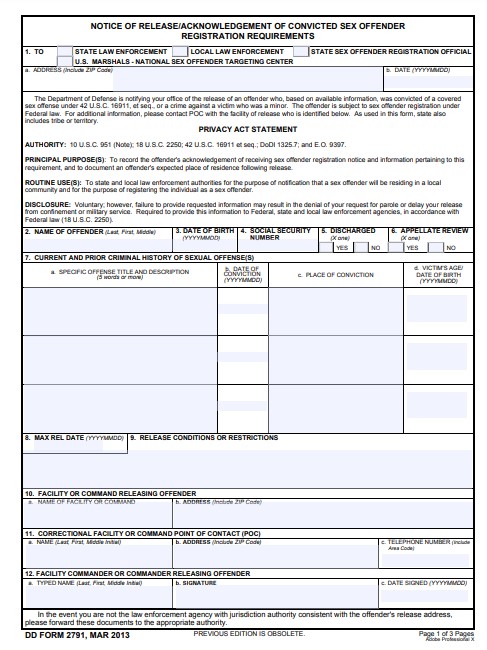 dd Form 2791 fillable