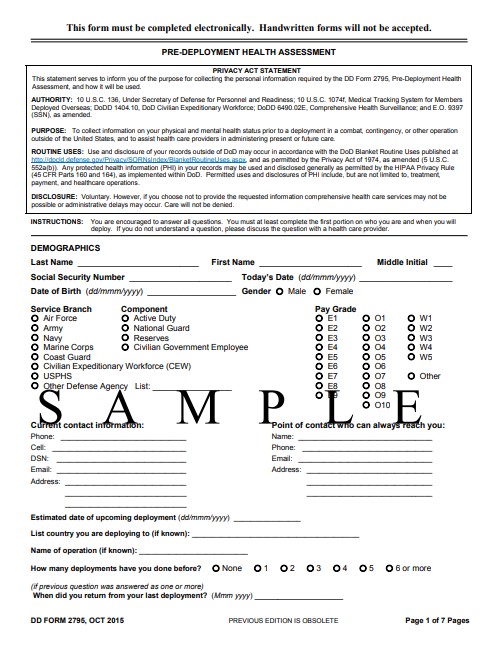 dd Form 2795 fillable