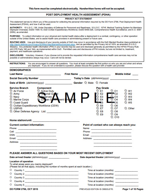 dd Form 2796 fillable