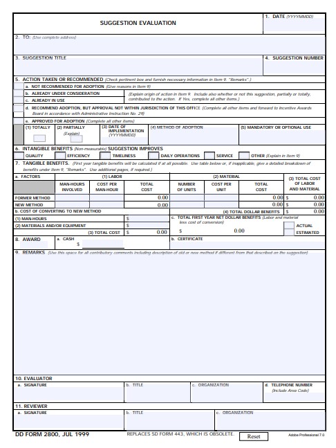 dd Form 2800 fillable