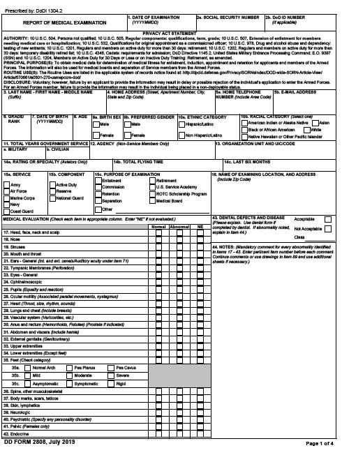 dd Form 2808 fillable