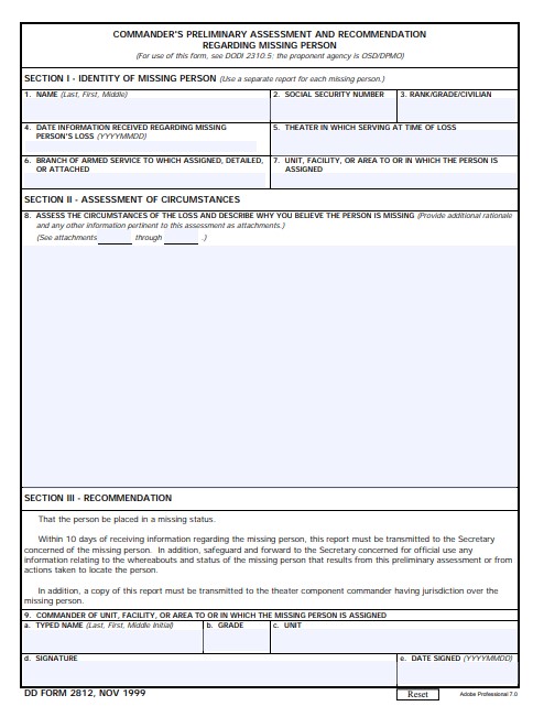 dd Form 2812 fillable