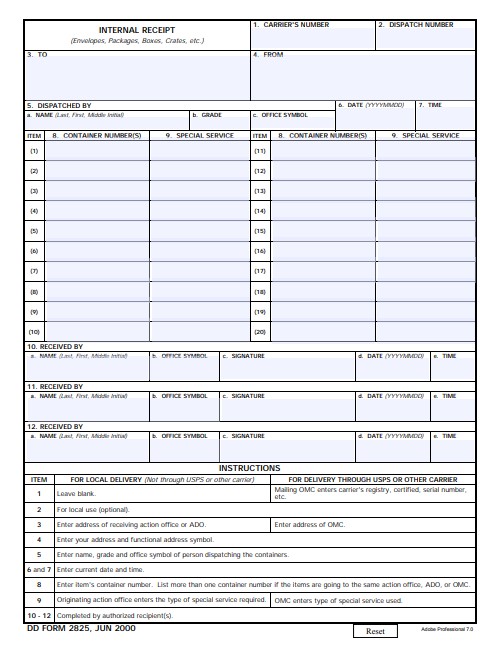 dd Form 2825 fillable