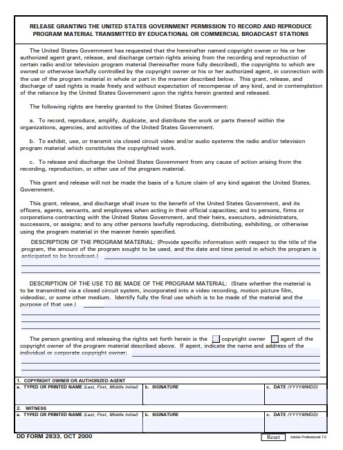 dd Form 2833 fillable