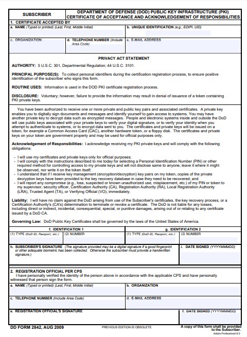 dd Form 2842 fillable