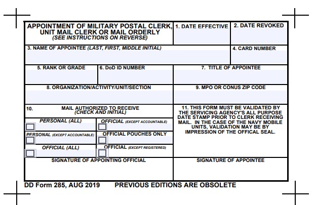 dd Form 285 fillable