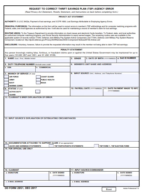 dd Form 2851 fillable