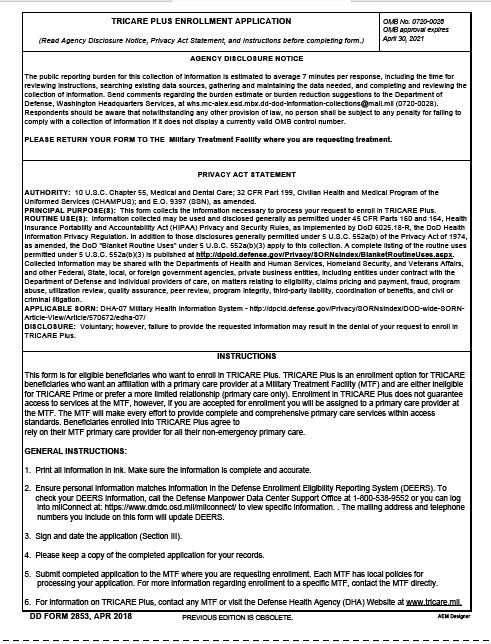 dd Form 2853 fillable