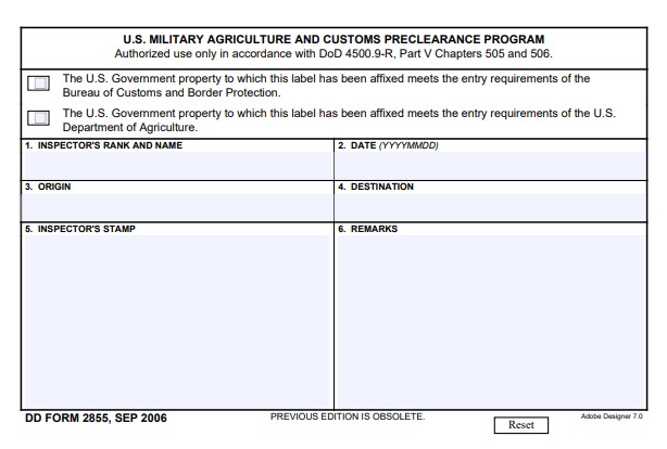 dd Form 2855 fillable