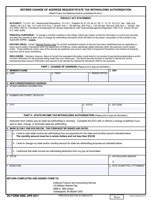 dd Form 2866 fillable