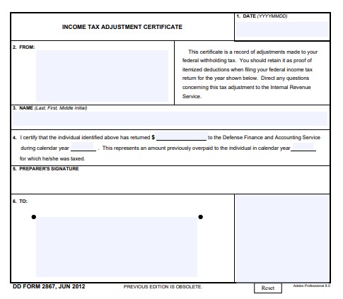 dd Form 2867 fillable