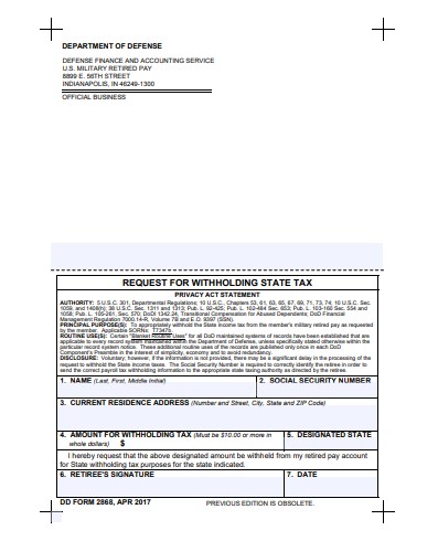 dd Form 2868 fillable