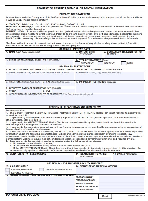 dd Form 2871 fillable