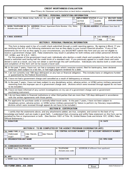 dd Form 2883 fillable