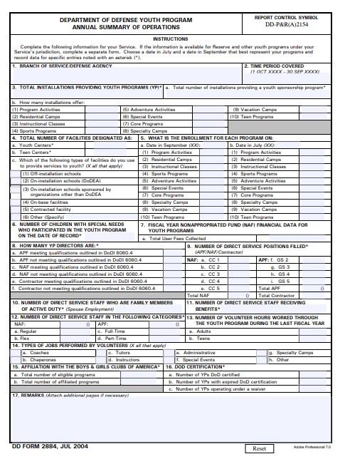 dd Form 2884 fillable