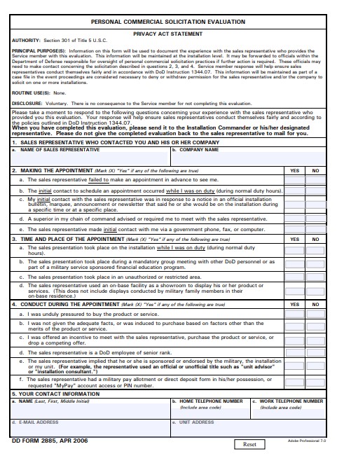 dd Form 2885 fillable