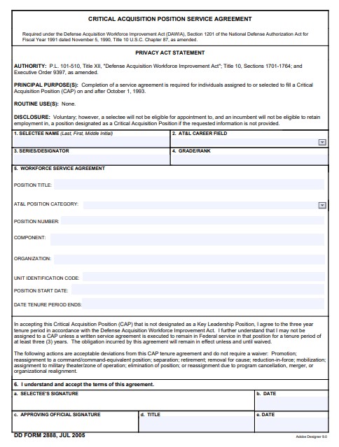 dd Form 2888 fillable