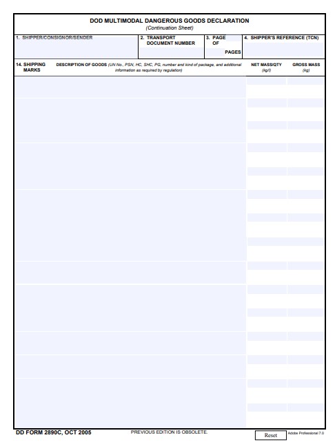 dd Form 2890C fillable