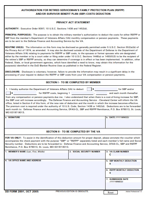 dd Form 2891 fillable