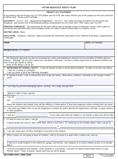 dd Form 2893 fillable