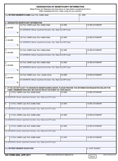 dd Form 2894 fillable