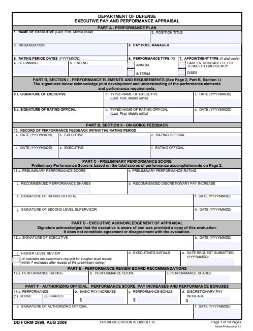 dd Form 2899 fillable