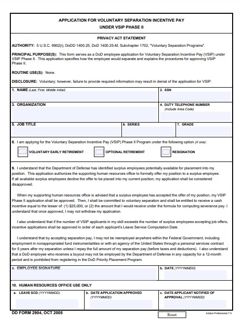 dd Form 2904 fillable