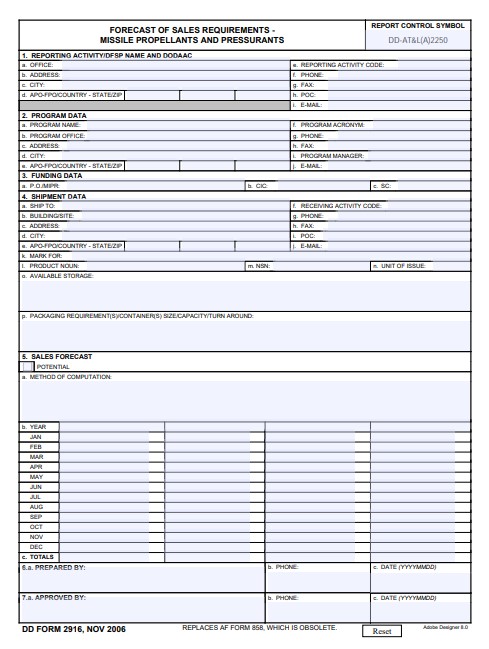 dd Form 2916 fillable