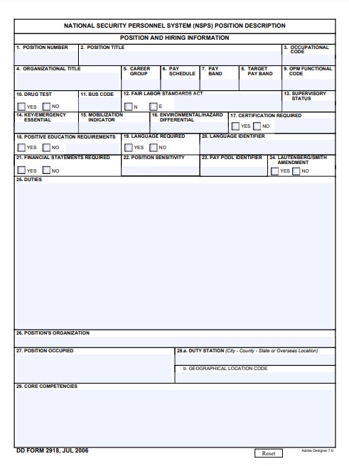 dd Form 2918 fillable