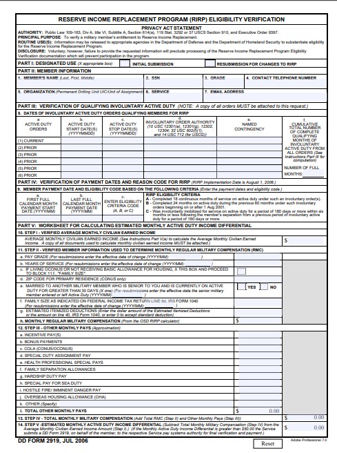 dd Form 2919 fillable