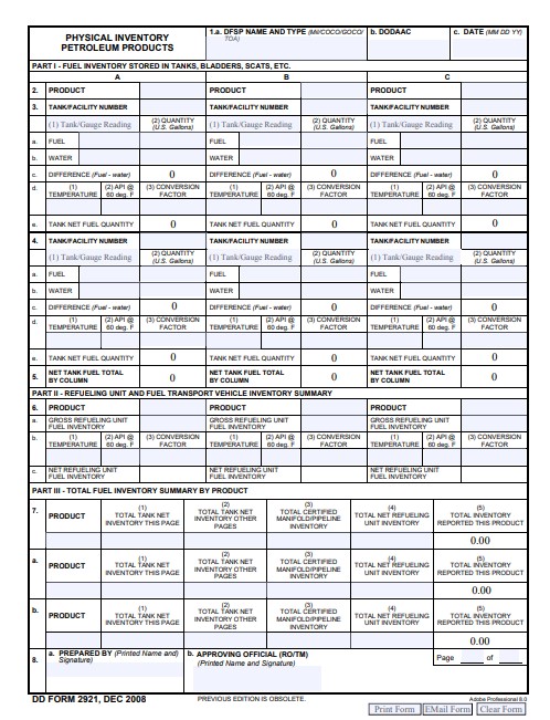 dd Form 2921 fillable