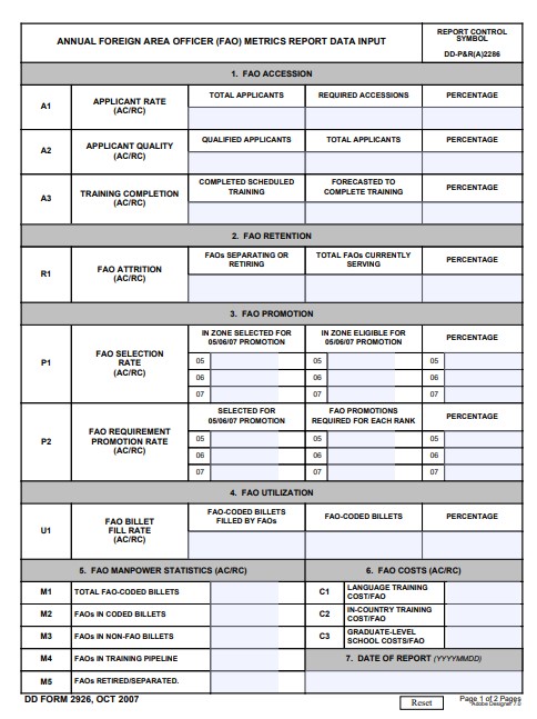 dd Form 2926 fillable