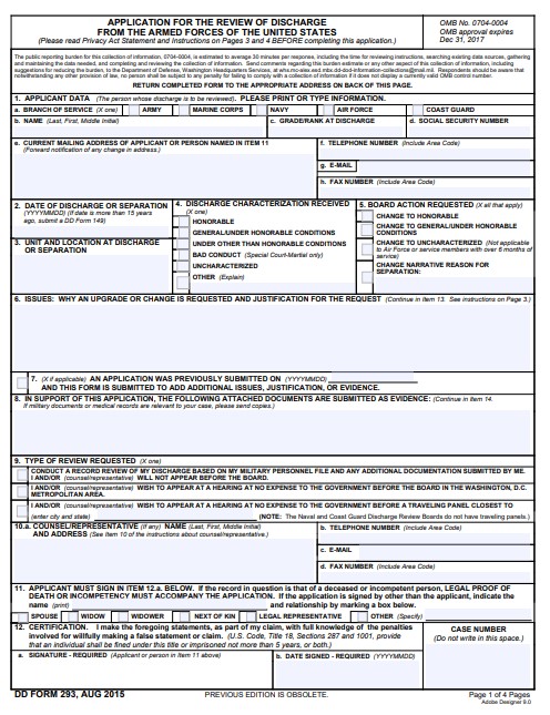 dd Form 293 fillable