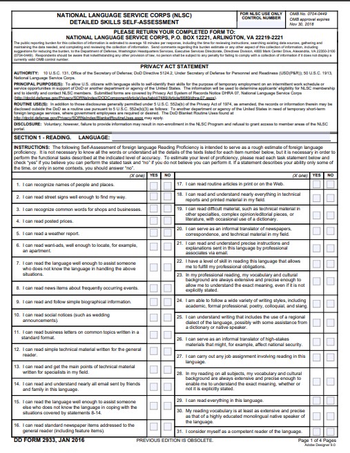 dd Form 2933 fillable