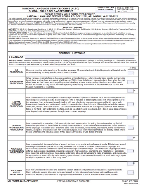 dd Form 2934 fillable