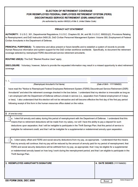 dd Form 2938 fillable