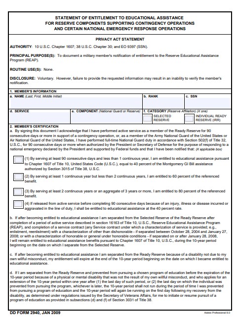 dd Form 2940 fillable