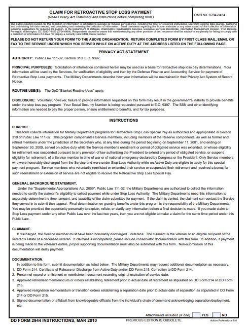 dd Form 2944 fillable