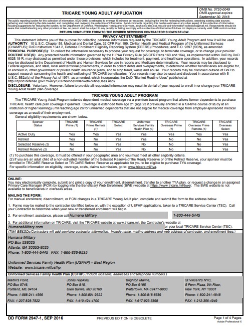 dd Form 2947-1 fillable