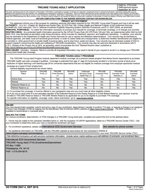 dd Form 2947-3 fillable