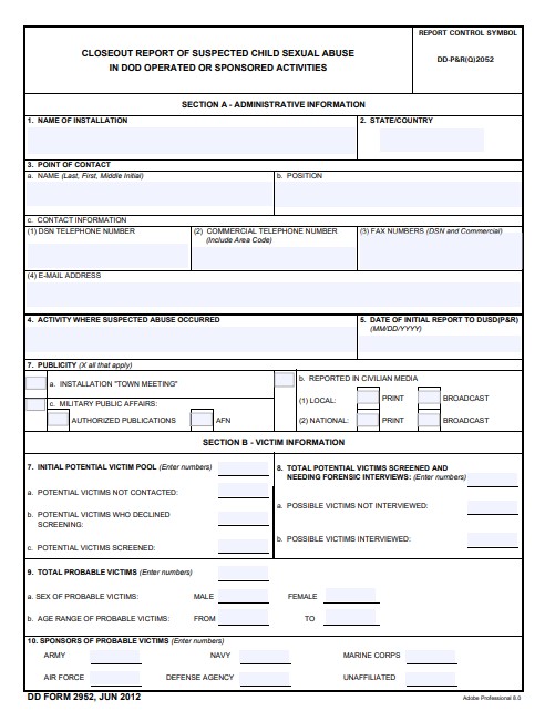 dd Form 2952 fillable