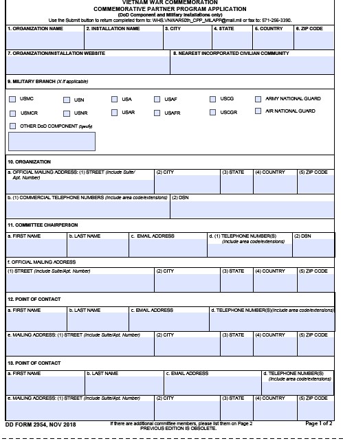 dd Form 2954 fillable