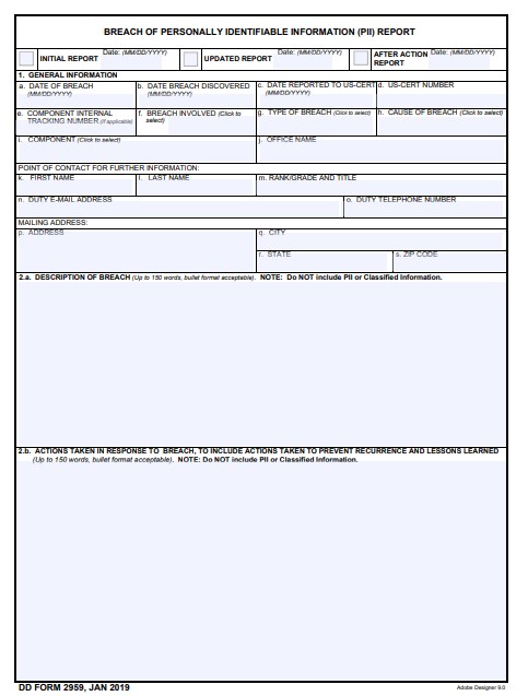 dd Form 2959 fillable